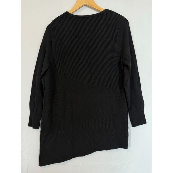 Chicos Asymmetrical Ribbed Knit Tunic Sweater Womens Size 2 US Large Black - Picture 5 of 11
